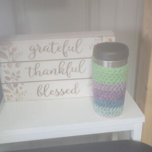 Striped Crochet Coffee Cozy